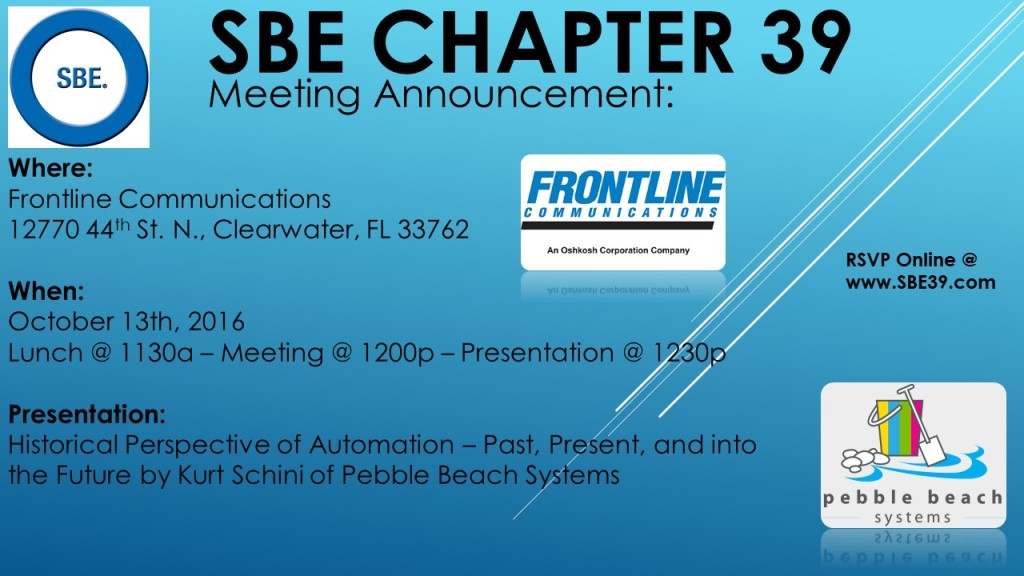 SBE Chapter 39 Meeting Announcement October 2016