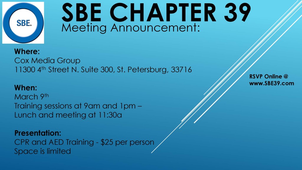 SBE Chapter 39 Meeting Announcement March 2017